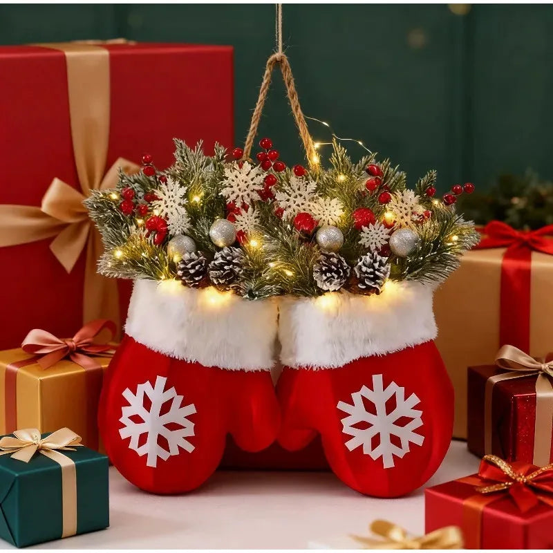LED-Weihnachtskranz Fäustlingsform – Batteriebetrieben