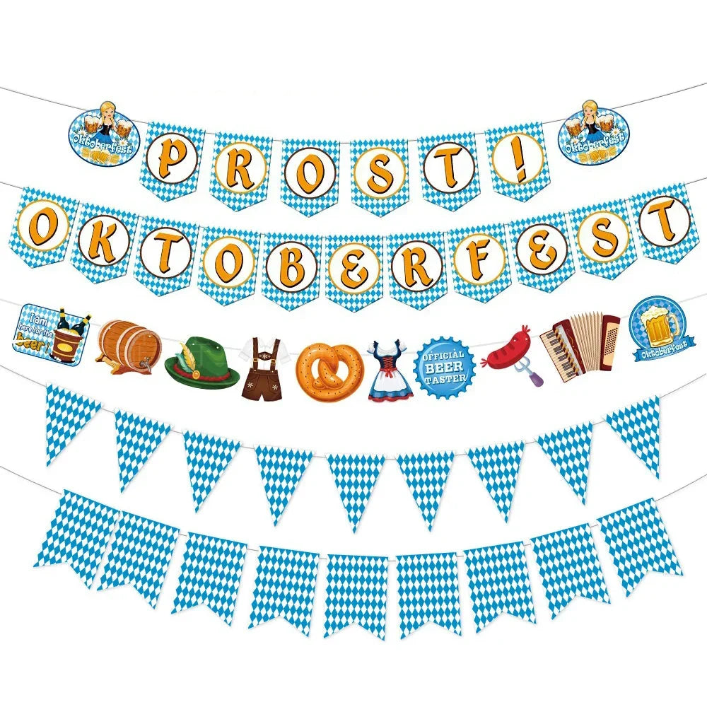 Oktoberfest Wimpelgirlande Papier, DIY-Set Rautenmuster