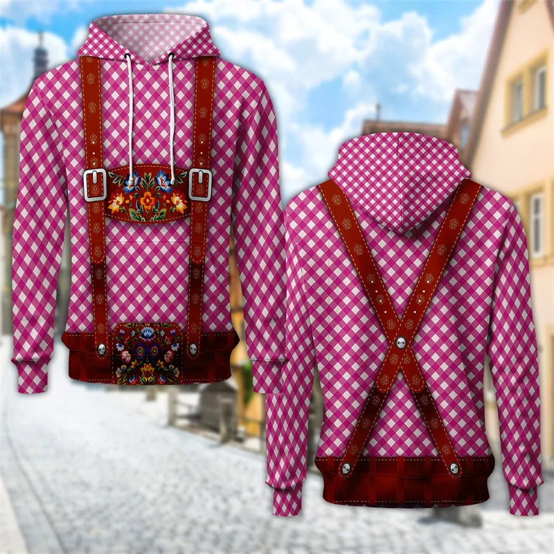 Oktoberfest Hoodie 3D Trachten Bierkrug-Print, Unisex S-6XL