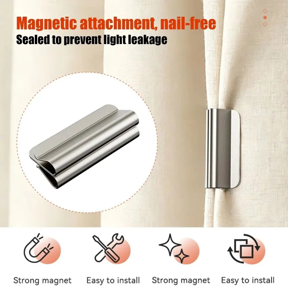 Magnetic curtain tiebacks, drill-free, set of 4