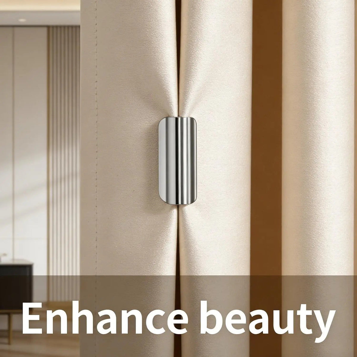 Magnetic curtain tiebacks, drill-free, set of 4