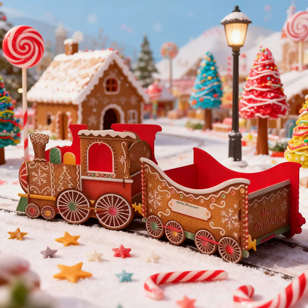 Weihnachts-Geschenkzug Lebkuchen-Design – Personalisierbare Zugdeko