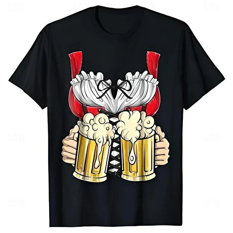 Oktoberfest T-Shirt Dirndl-Look 3D-Print, Unisex Partyshirt