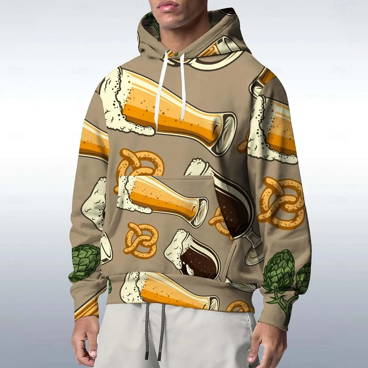 Oktoberfest Hoodie Oversize 3D Bierkrug-Print, Unisex S-6XL