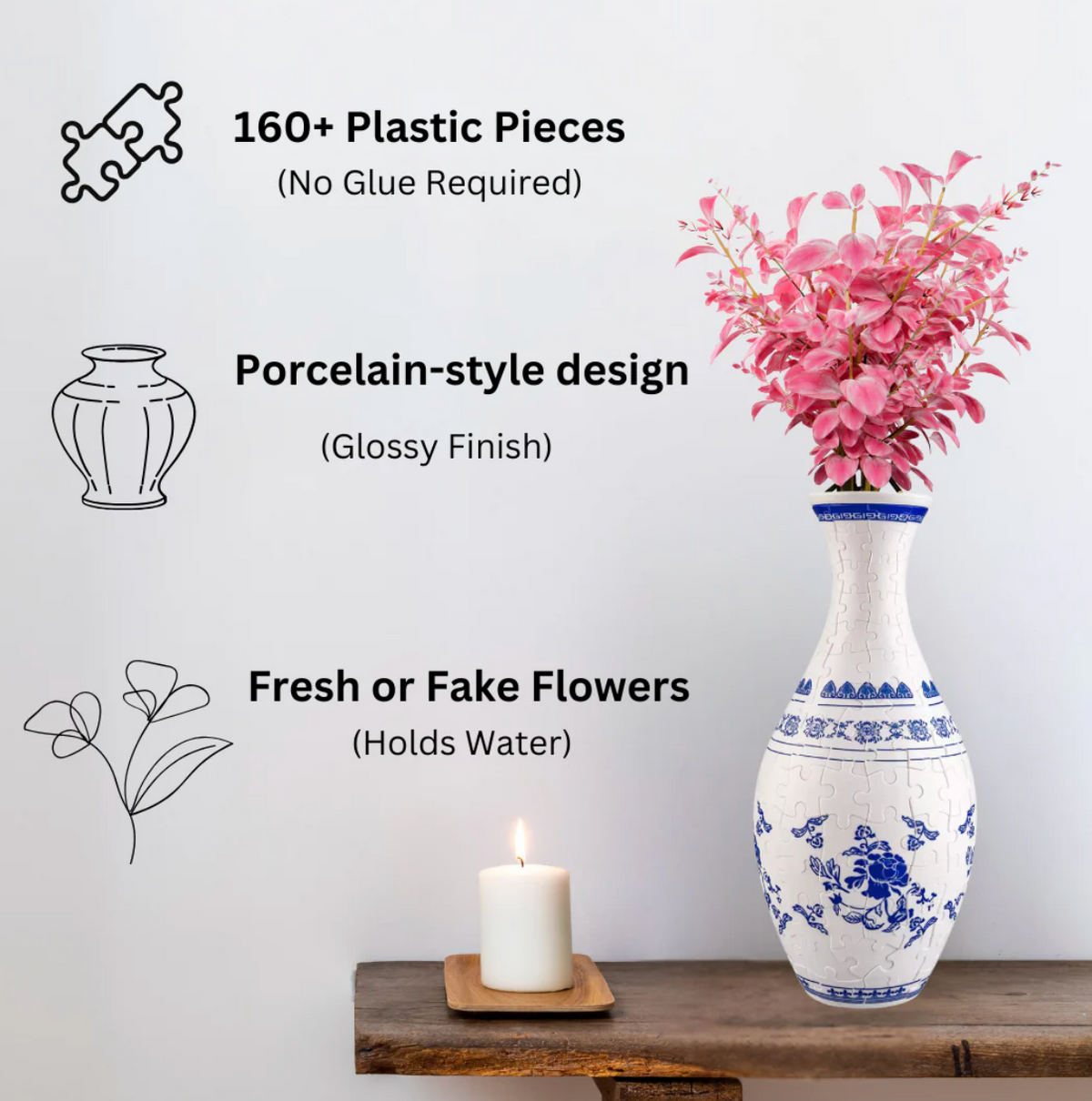 PuzzleVase 160-Teiliges 3D-Puzzle Als Blumenvase