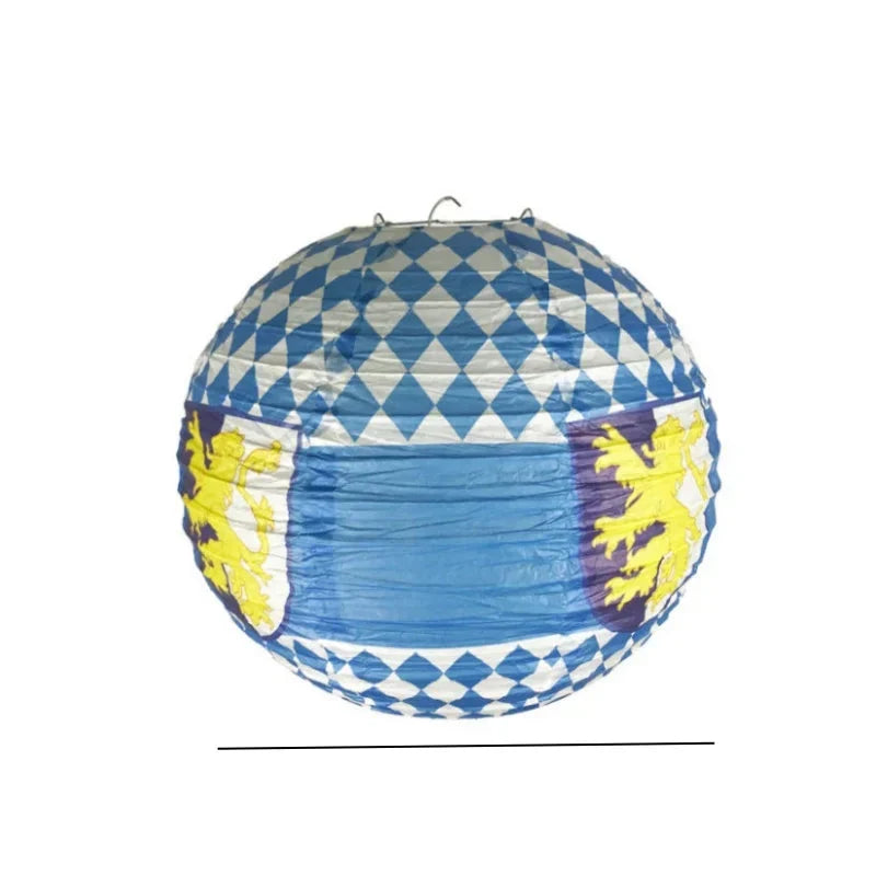 Oktoberfest Papier-Lampions Set, Rautenmuster 3-teilig