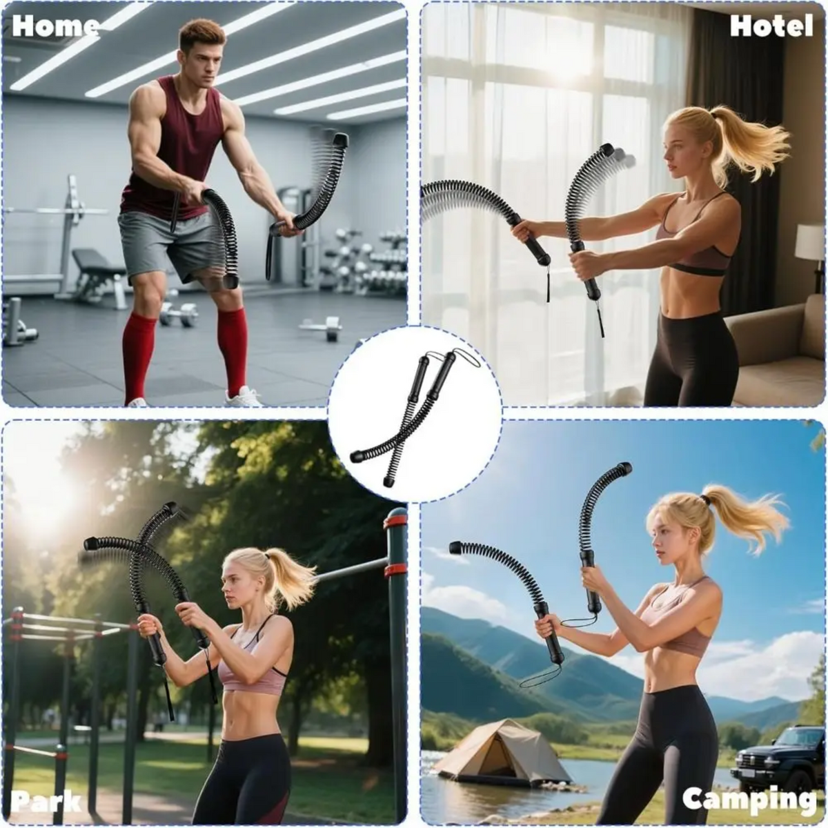 FitnessBar Verstellbarer Feder-Krafttrainer Für Oberkörper
