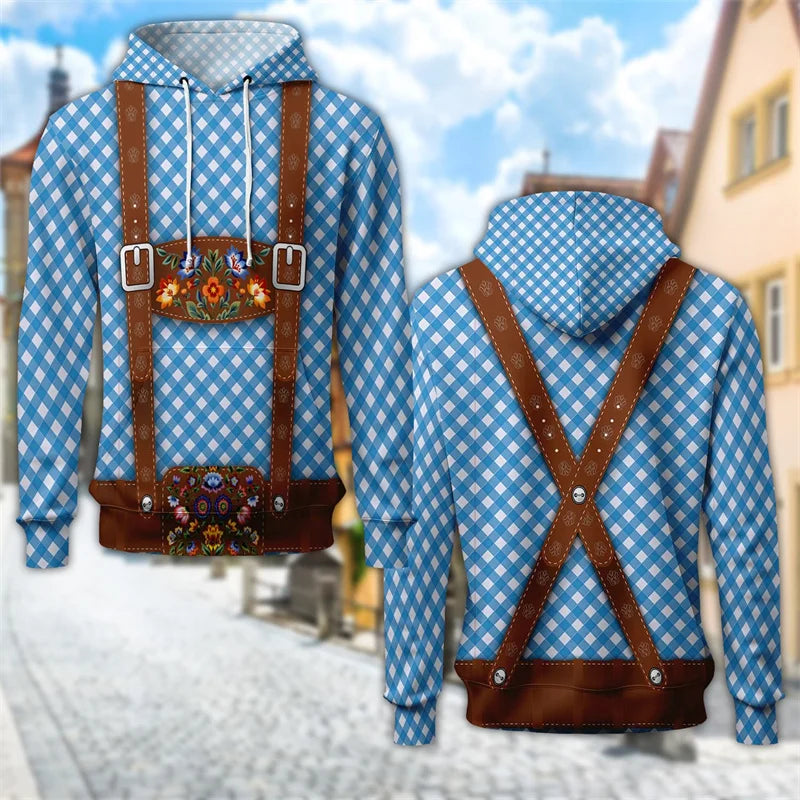 Oktoberfest Hoodie 3D Trachten Bierkrug-Print, Unisex S-6XL
