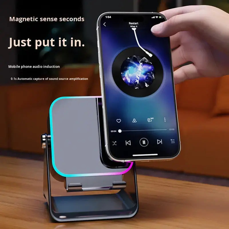 SoundCharge – Kabelloses Ladegerät mit Lautsprecher und Handyständer