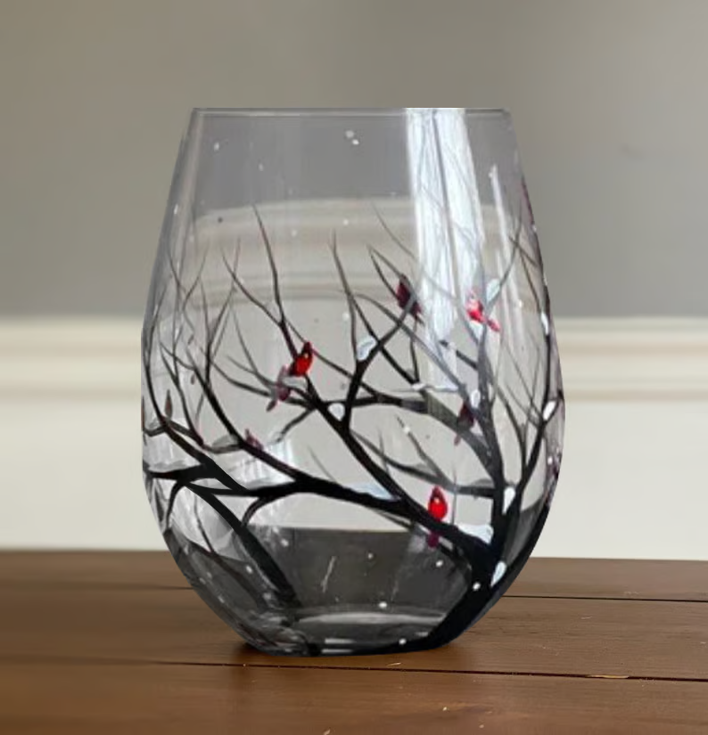 SeasonsGlass Handbemaltes Weinglas Vier Jahreszeiten