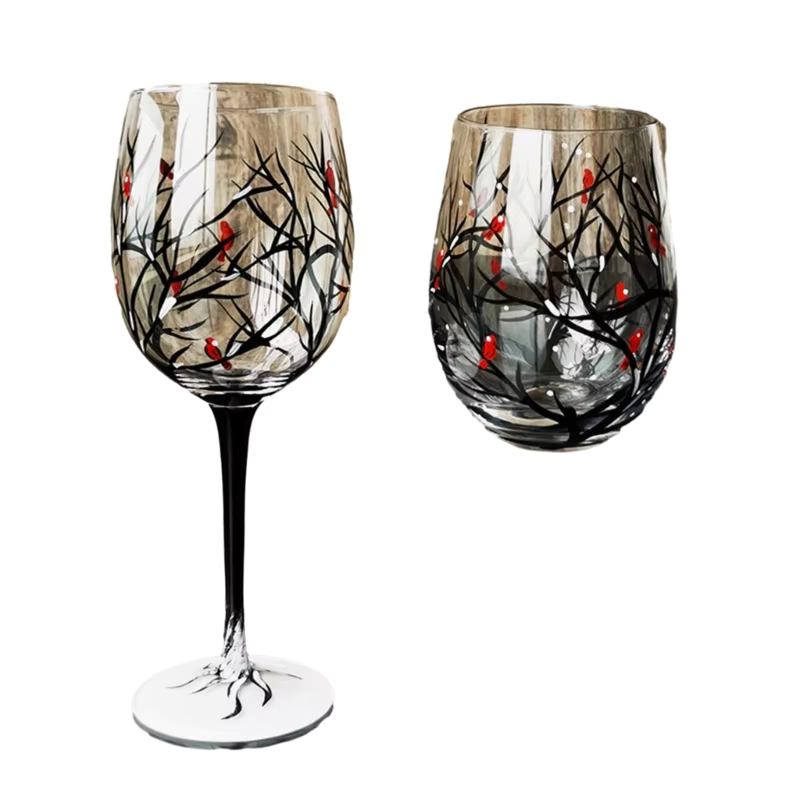 SeasonsGlass Handbemaltes Weinglas Vier Jahreszeiten