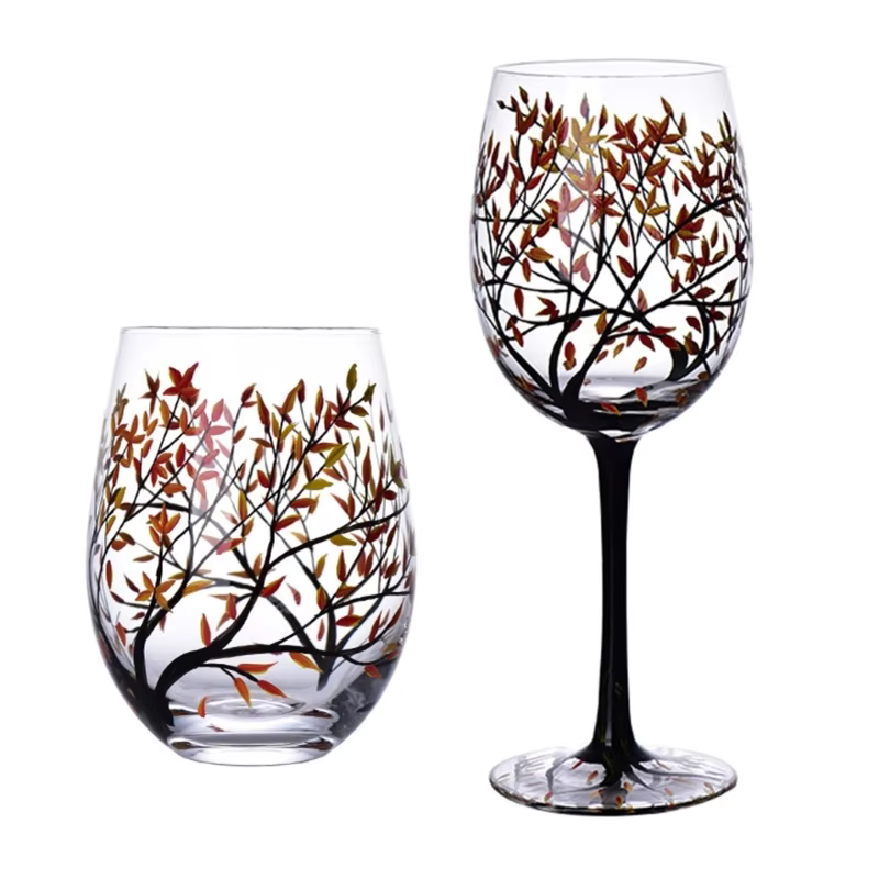SeasonsGlass Handbemaltes Weinglas Vier Jahreszeiten
