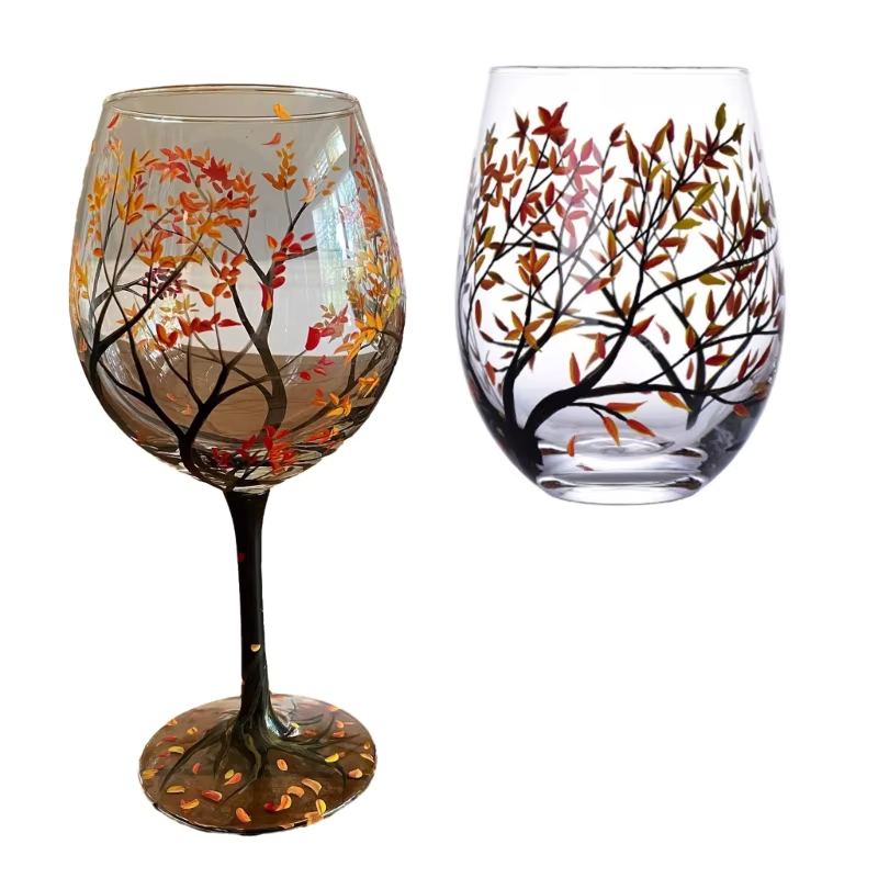 SeasonsGlass Handbemaltes Weinglas Vier Jahreszeiten
