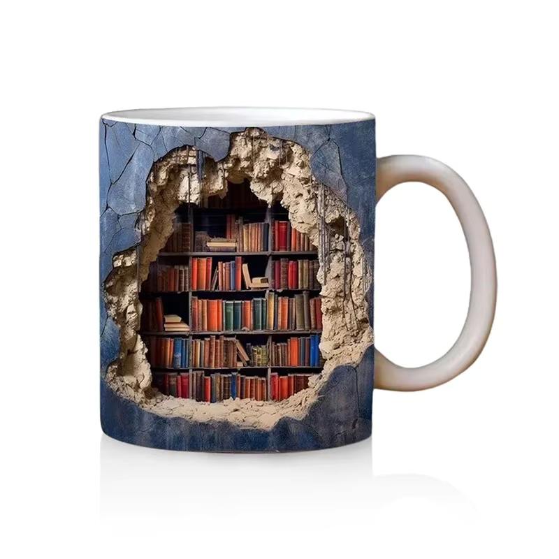 LibraryMug 3D-Bücherstapel-Kaffeetasse