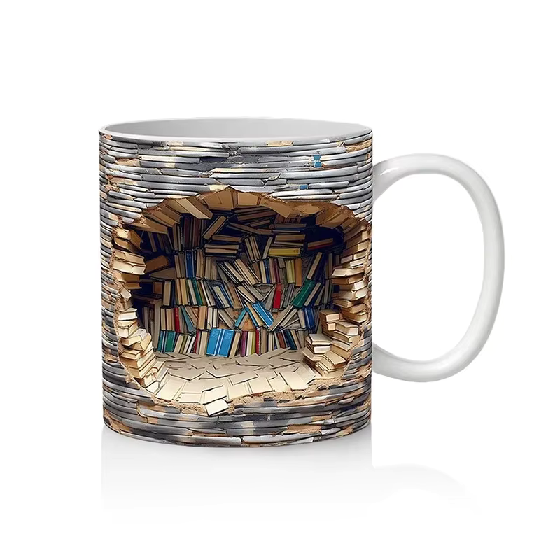 LibraryMug 3D-Bücherstapel-Kaffeetasse