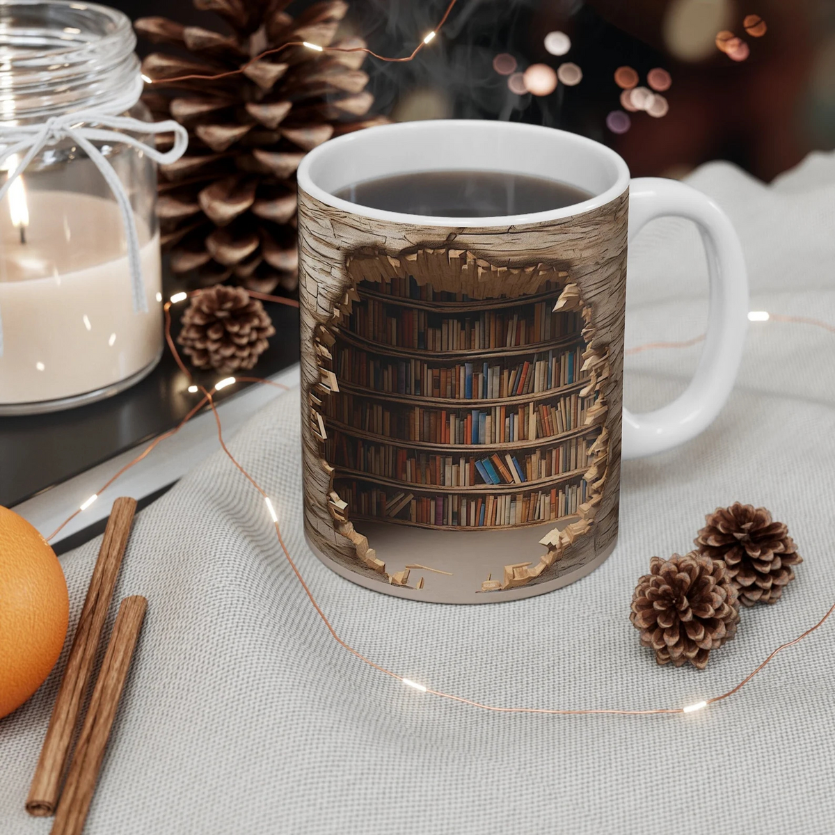 LibraryMug 3D-Bücherstapel-Kaffeetasse