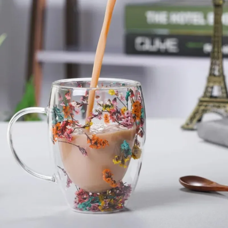 CrystalMug Doppelwandiges Glas, Isolierender Kaffeebecher