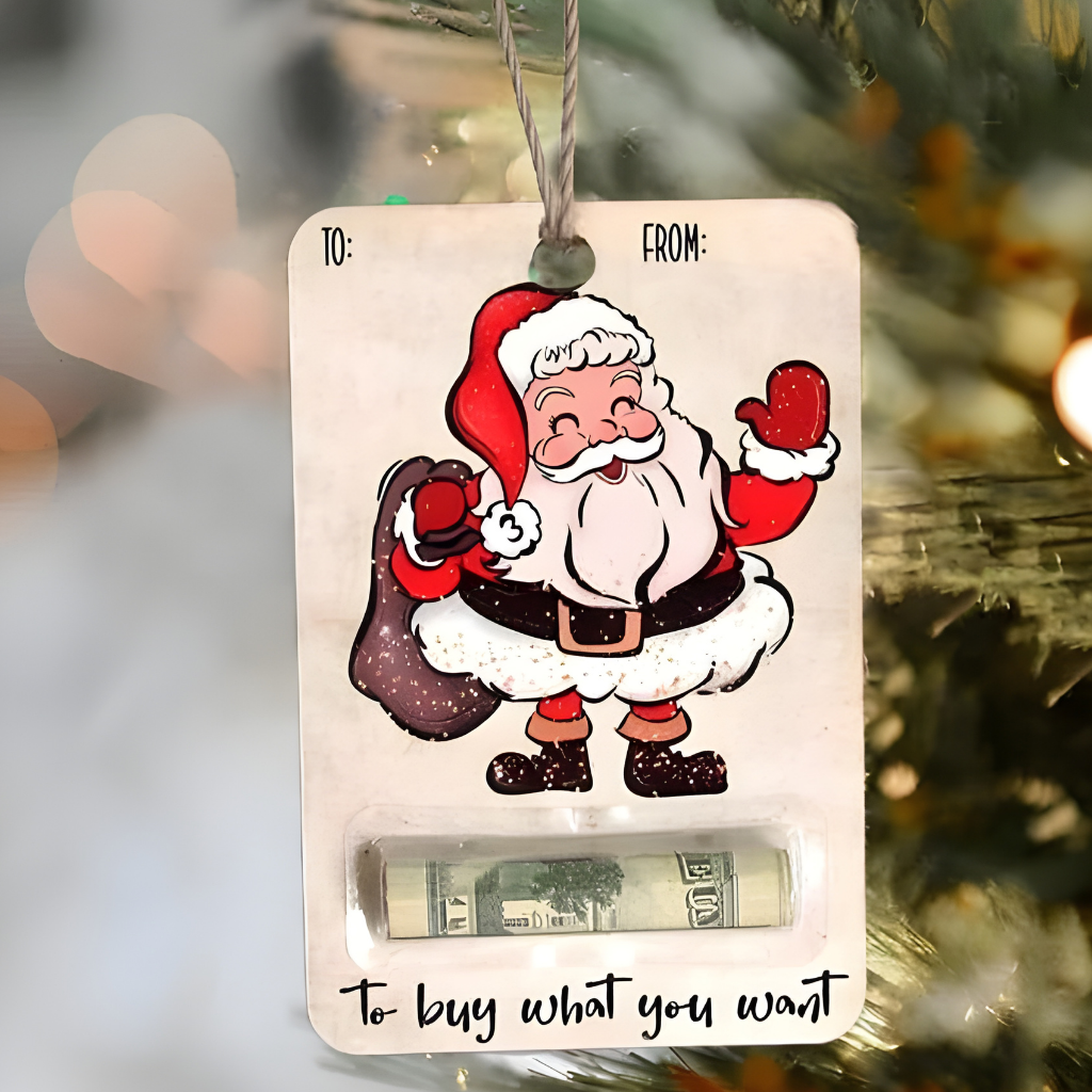 Geldgeschenk Halter Holz – Weihnachtskarte handgefertigt