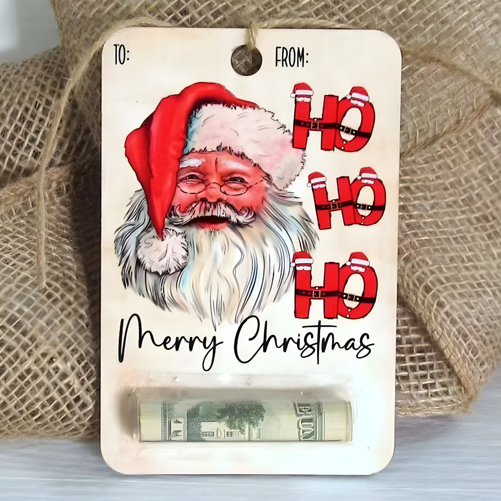 Geldgeschenk Halter Holz – Weihnachtskarte handgefertigt