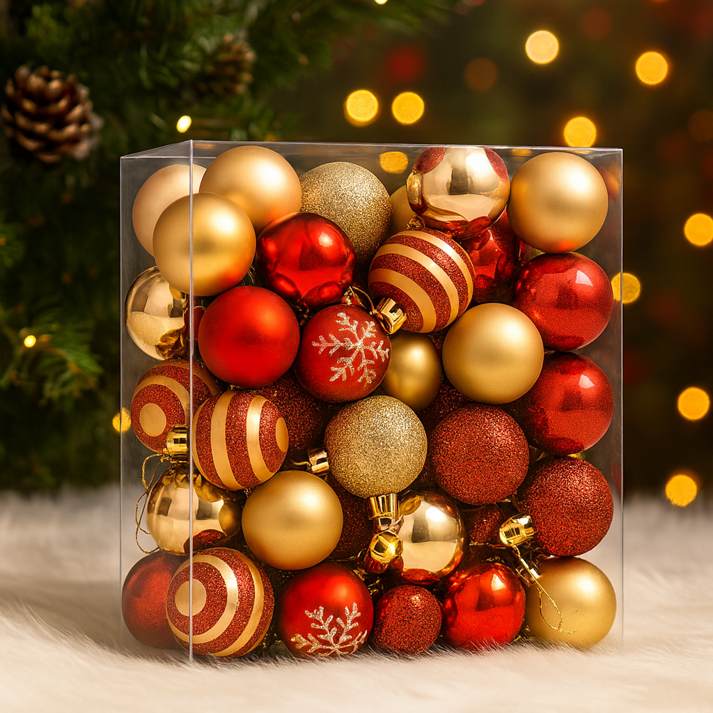 Weihnachtskugeln Kunststoff 50er Set – Baumschmuck bruchsicher