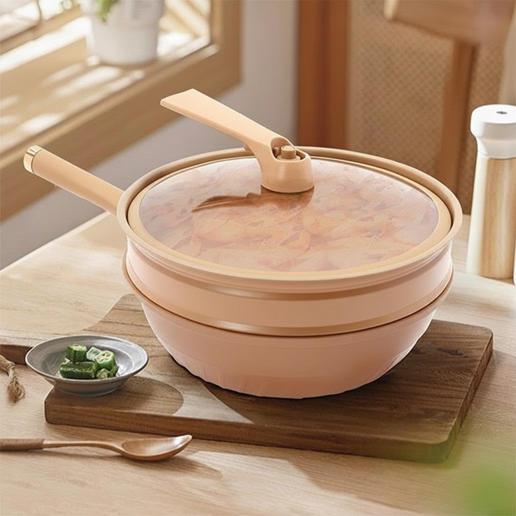 Antihaft-Wok mit Deckel & Dampfkorb