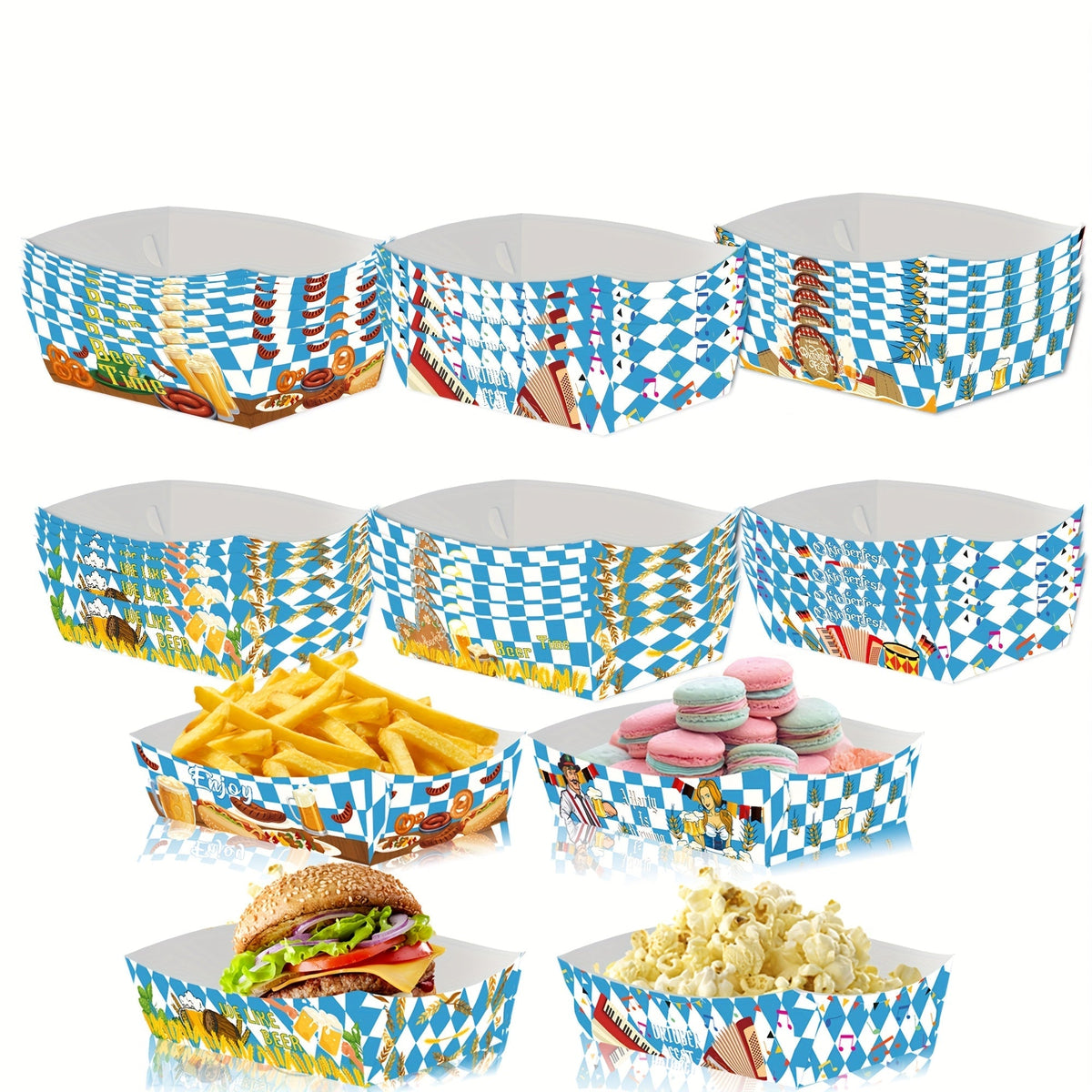 Oktoberfest Snackschalen Papier, Rautenmuster 2x24 Stück