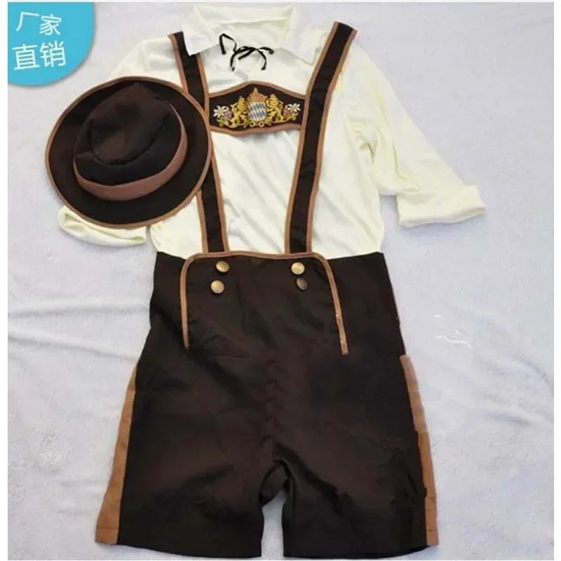 Oktoberfest Kostüm Herren, Lederhosen Kostüm 3-teiliges Set