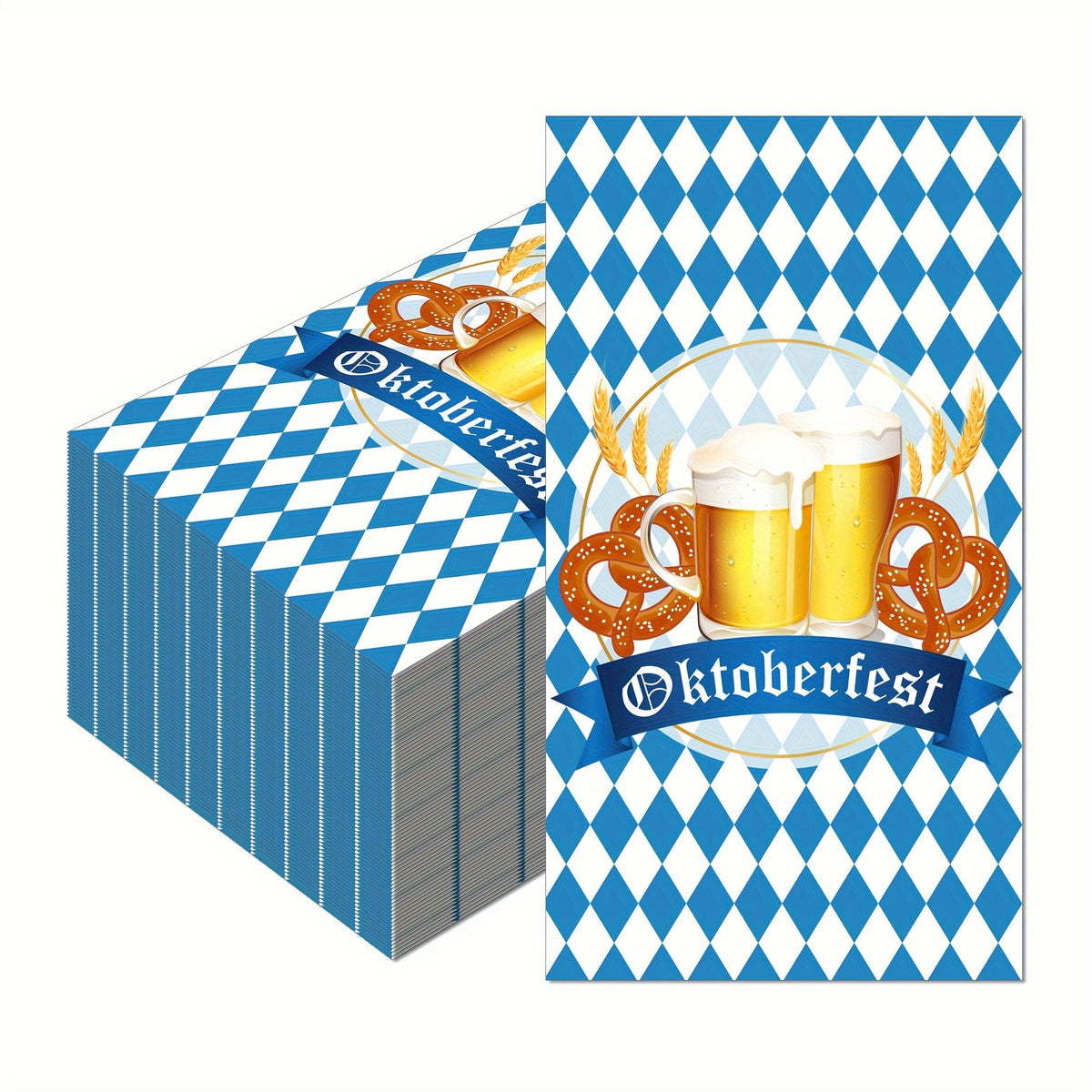 Oktoberfest Servietten Papier, Bayerisches Rautenmuster 120 Stück