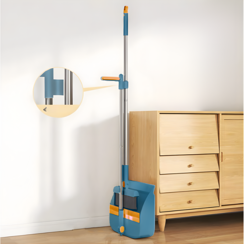 FlexibleBroom Kehrset in Blau mit verstellbarem Teleskopstiel