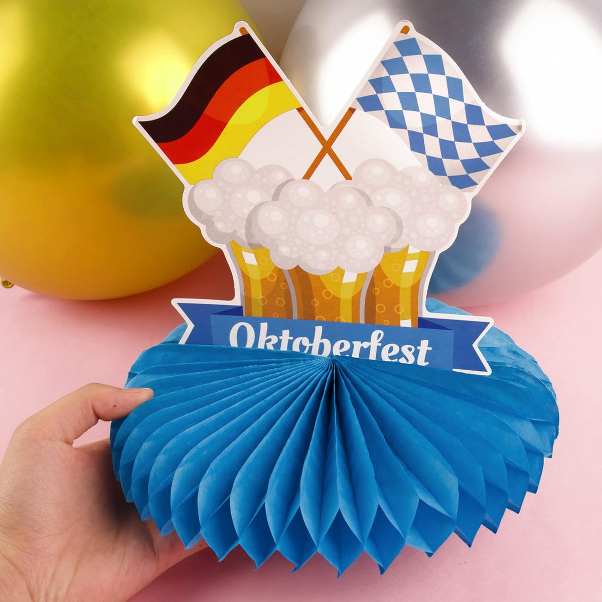 Oktoberfest Tischdeko Papier-Waben 3-teilig, Bayerische Partydeko