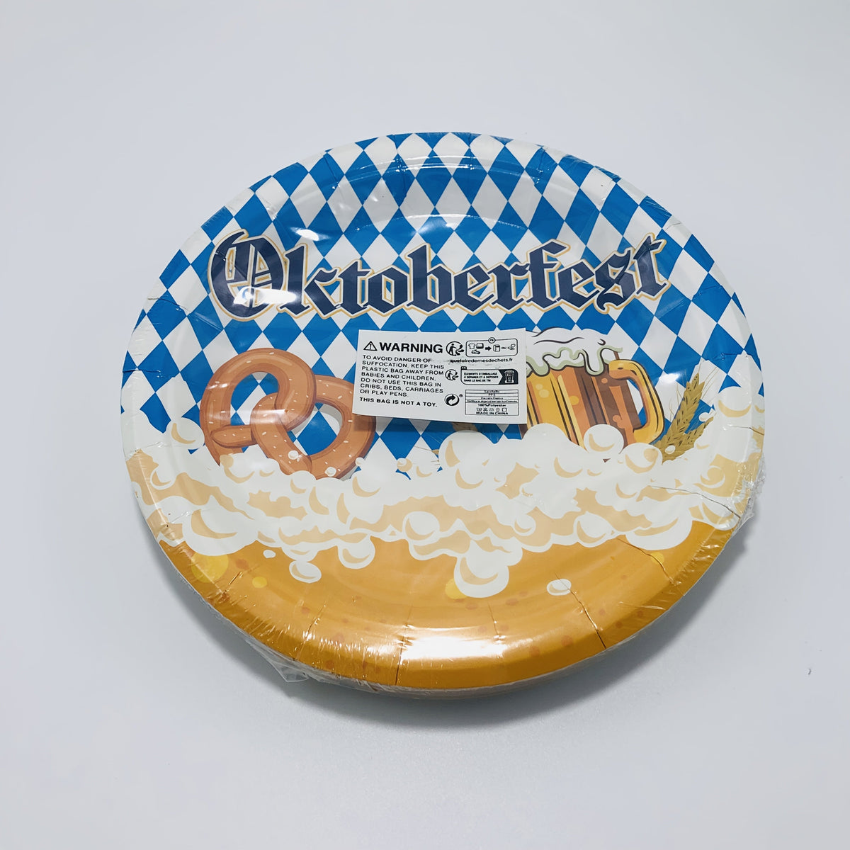 Oktoberfest Papier Teller-Set, Bayerisches Rautenmuster