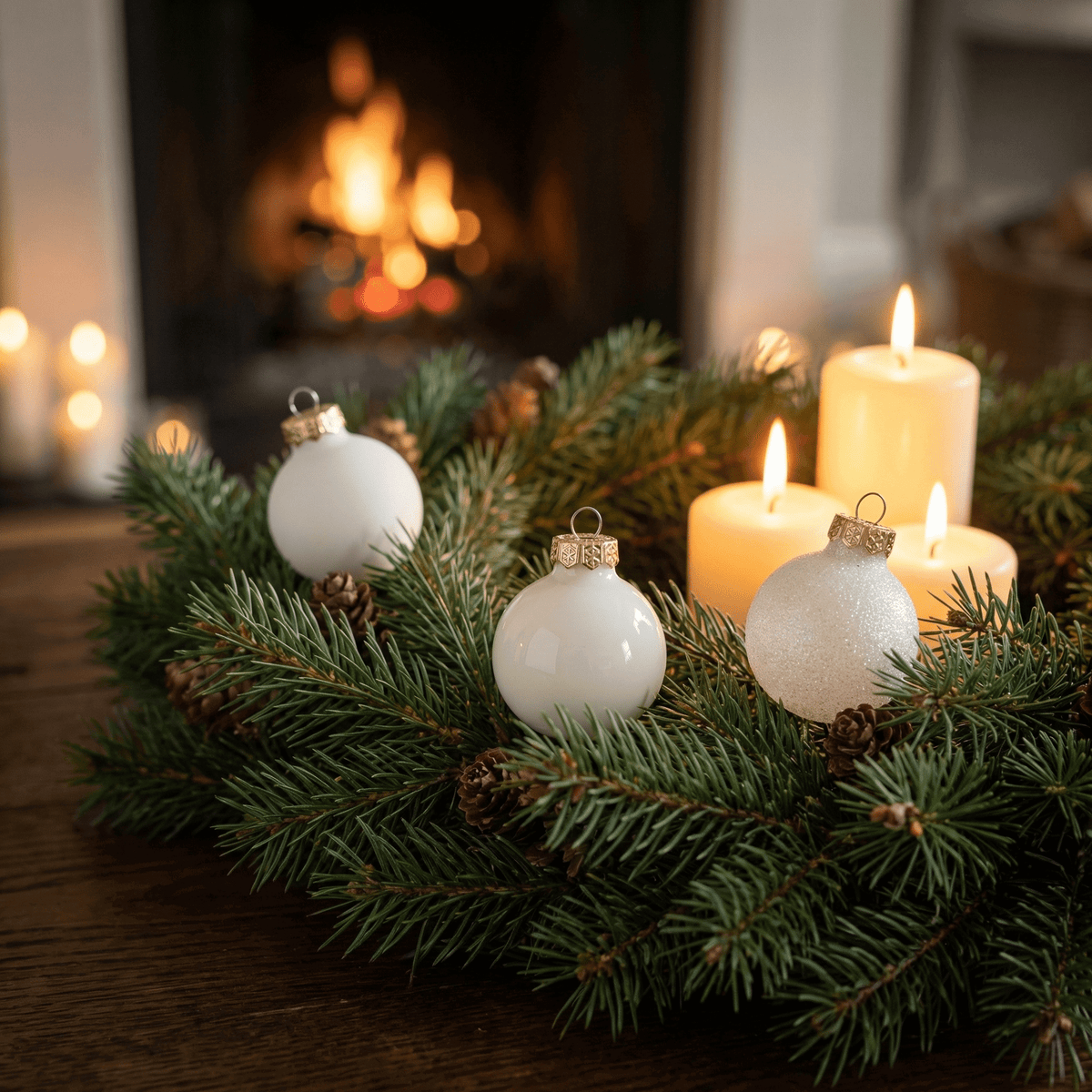 Weihnachtskugeln Wollweiß Sparset – 3 Größen
