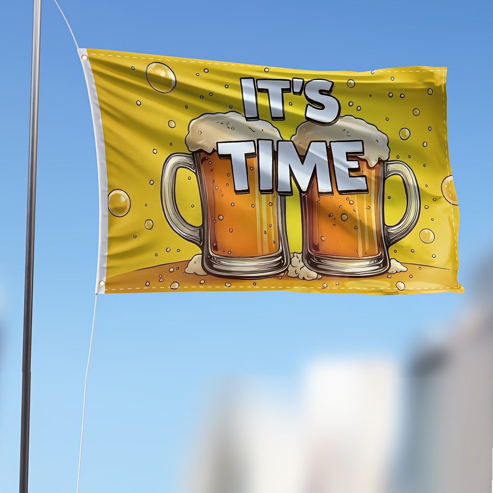 Oktoberfest Deko-Flagge Groß, Bierkrug-Motiv Wetterfest