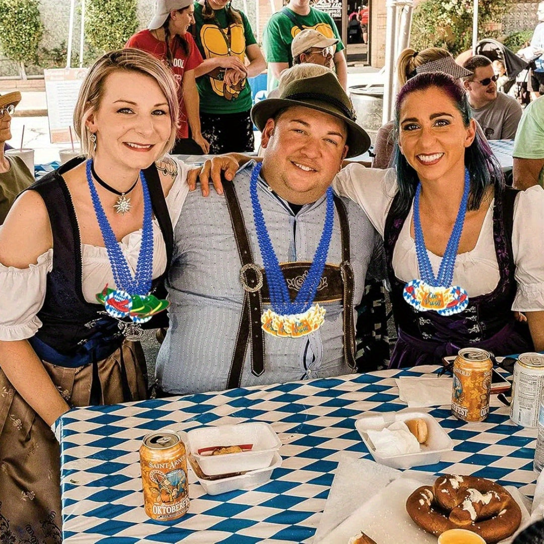 Oktoberfest Halsketten-Set 21-teilig, Partyaccessoires Bierkrug Anhänger
