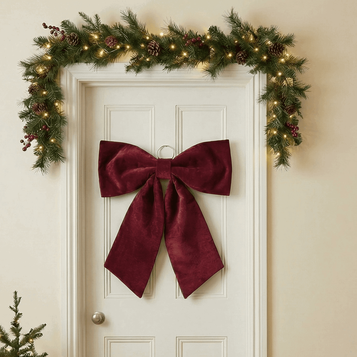 Dekoschleife Bordeaux groß – Weihnachtsdeko 72x66 cm