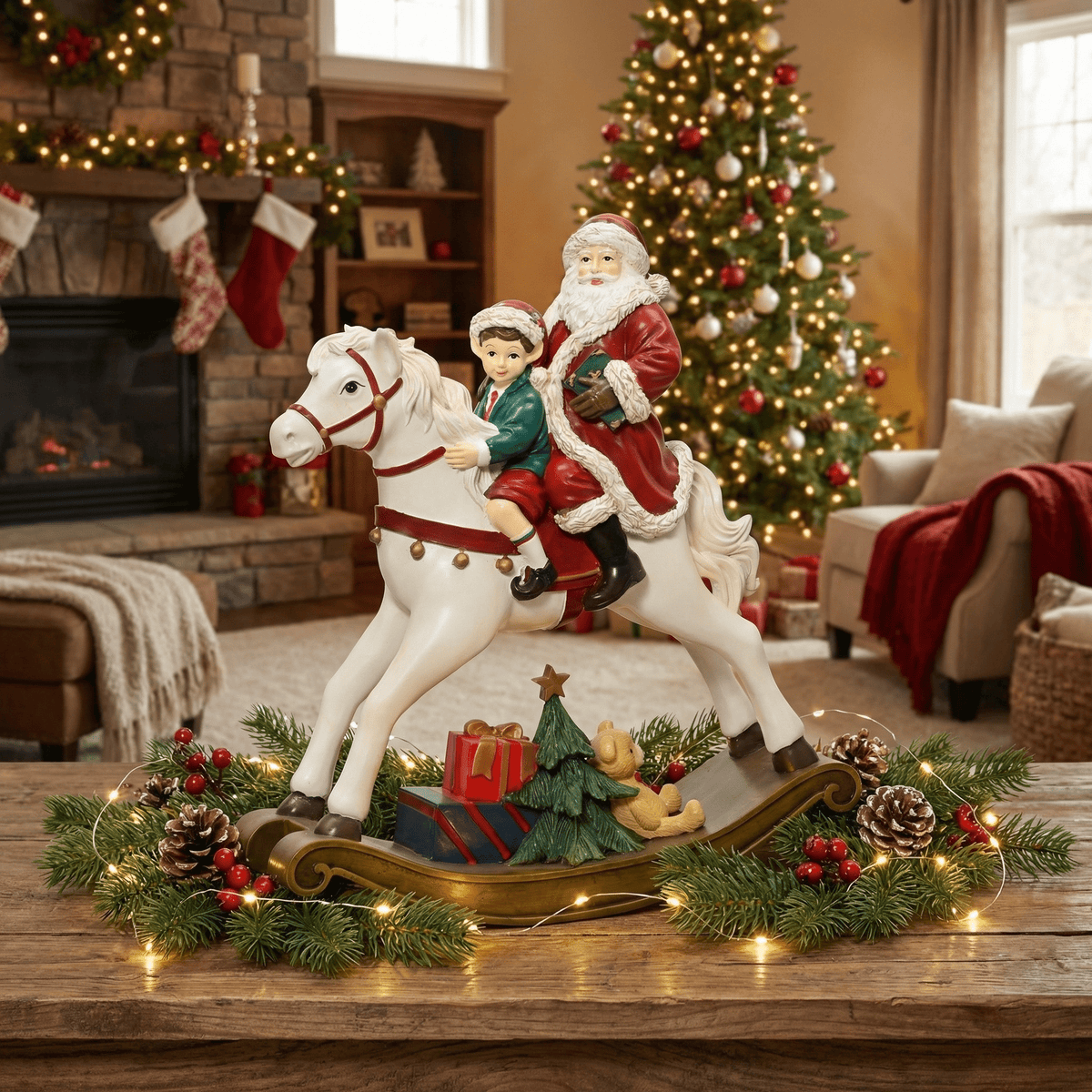 Dekofigur "Santas Christmas Ride" – Weihnachtsdeko 32,4 cm