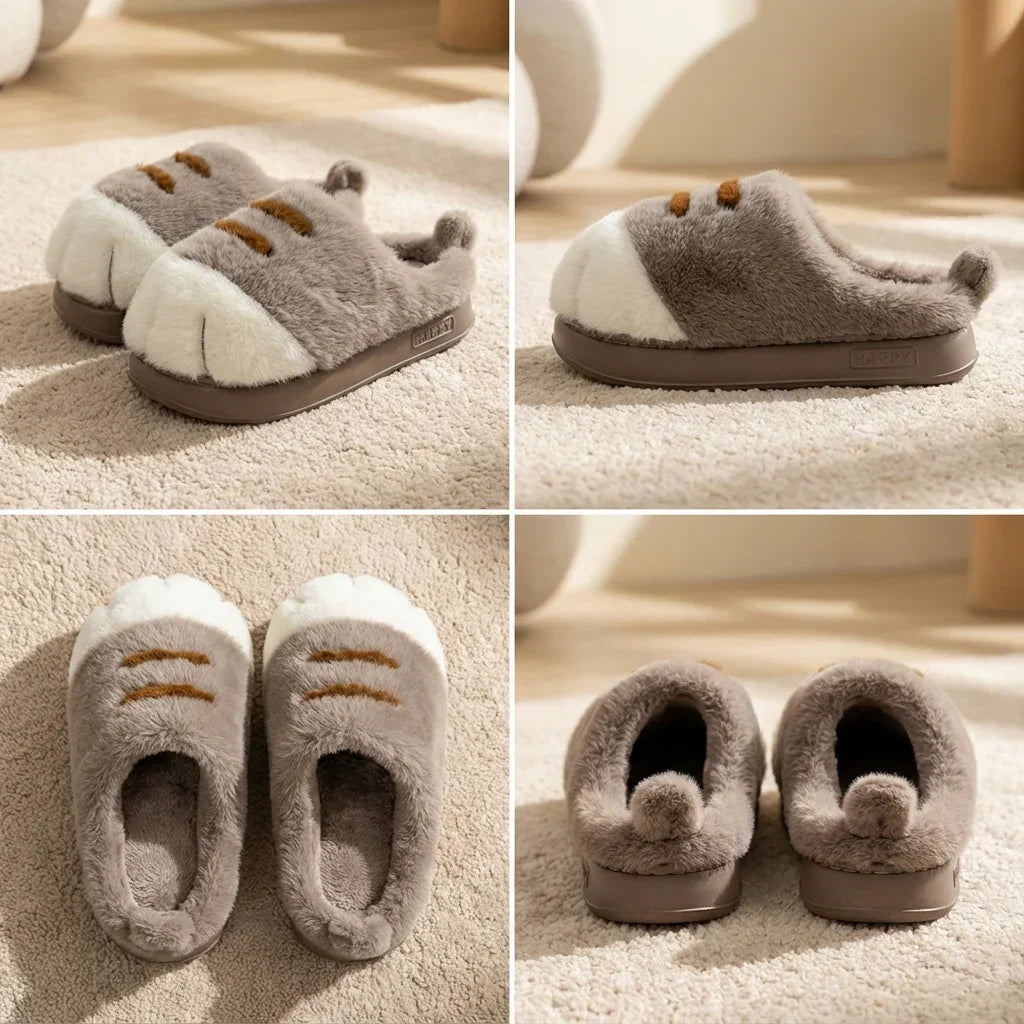 Happy PawSlippers Vieransichten Sohle und Pfotenform