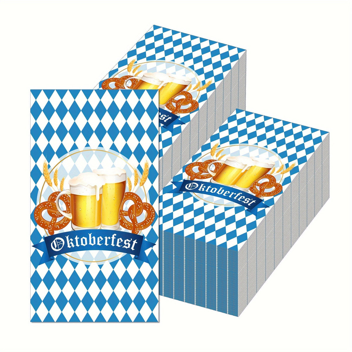 Oktoberfest Servietten Papier, Bayerisches Rautenmuster 120 Stück