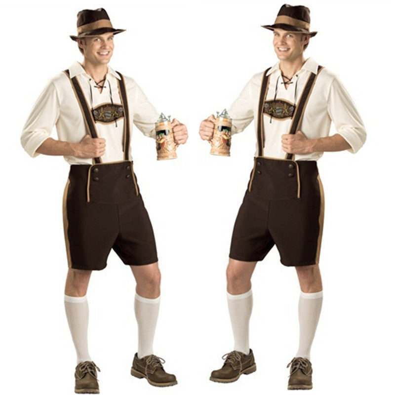 Men's Oktoberfest Lederhosen, traditional leather breeches with embroidery