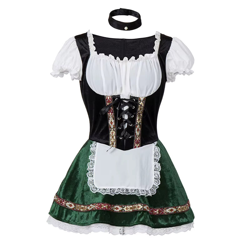 Dirndl Damen Oktoberfest Große Größen, Schnürmieder mit Puffärmeln