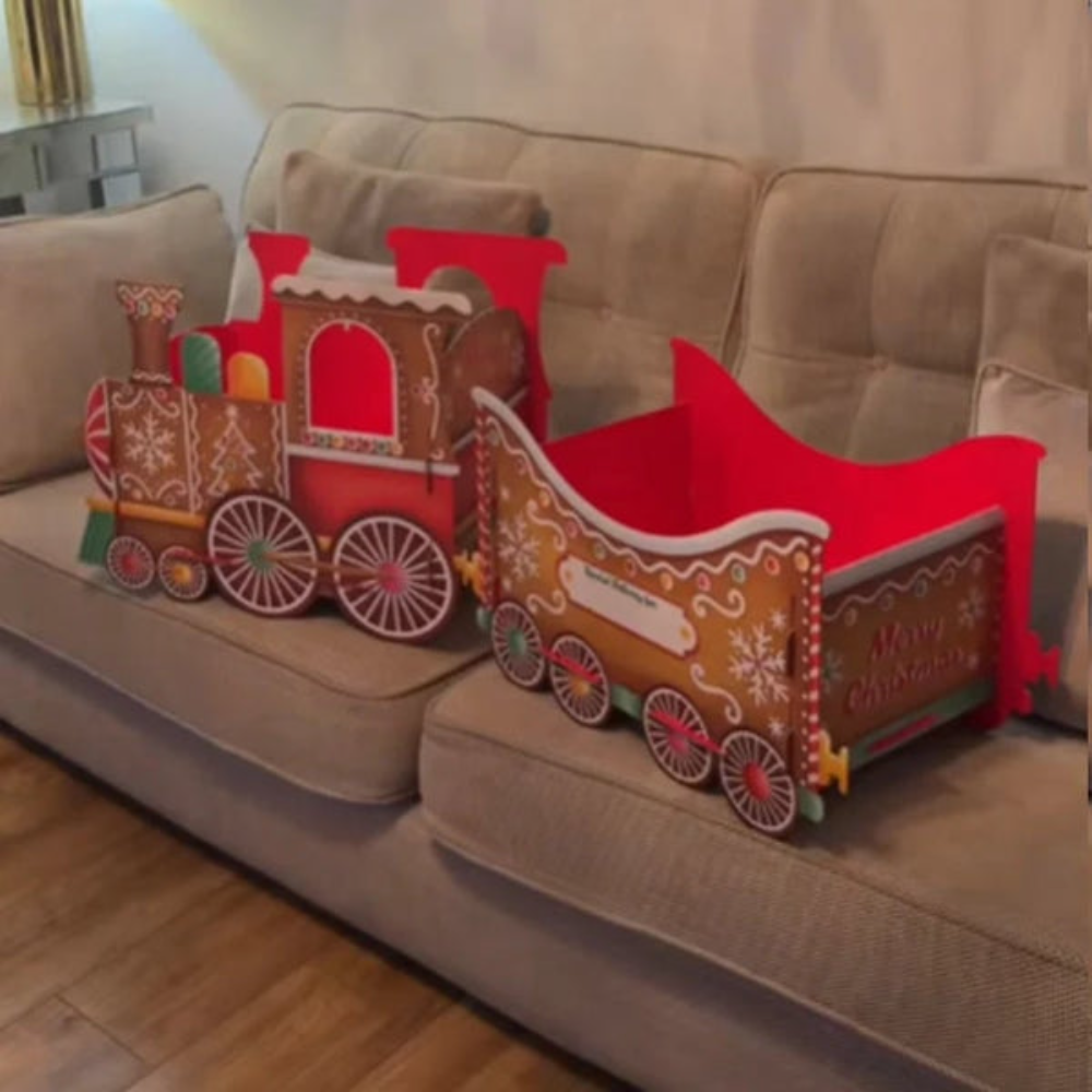 Weihnachts-Geschenkzug Lebkuchen-Design – Personalisierbare Zugdeko