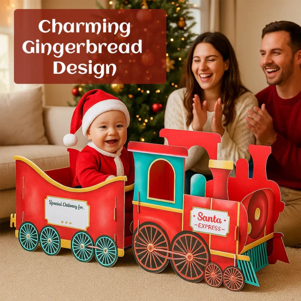 Weihnachts-Geschenkzug Lebkuchen-Design – Personalisierbare Zugdeko