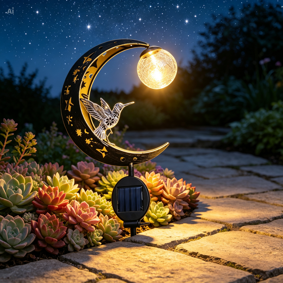 SolarBird – Solarbetriebene Halbmond-Gartenleuchte mit Vogeldesign