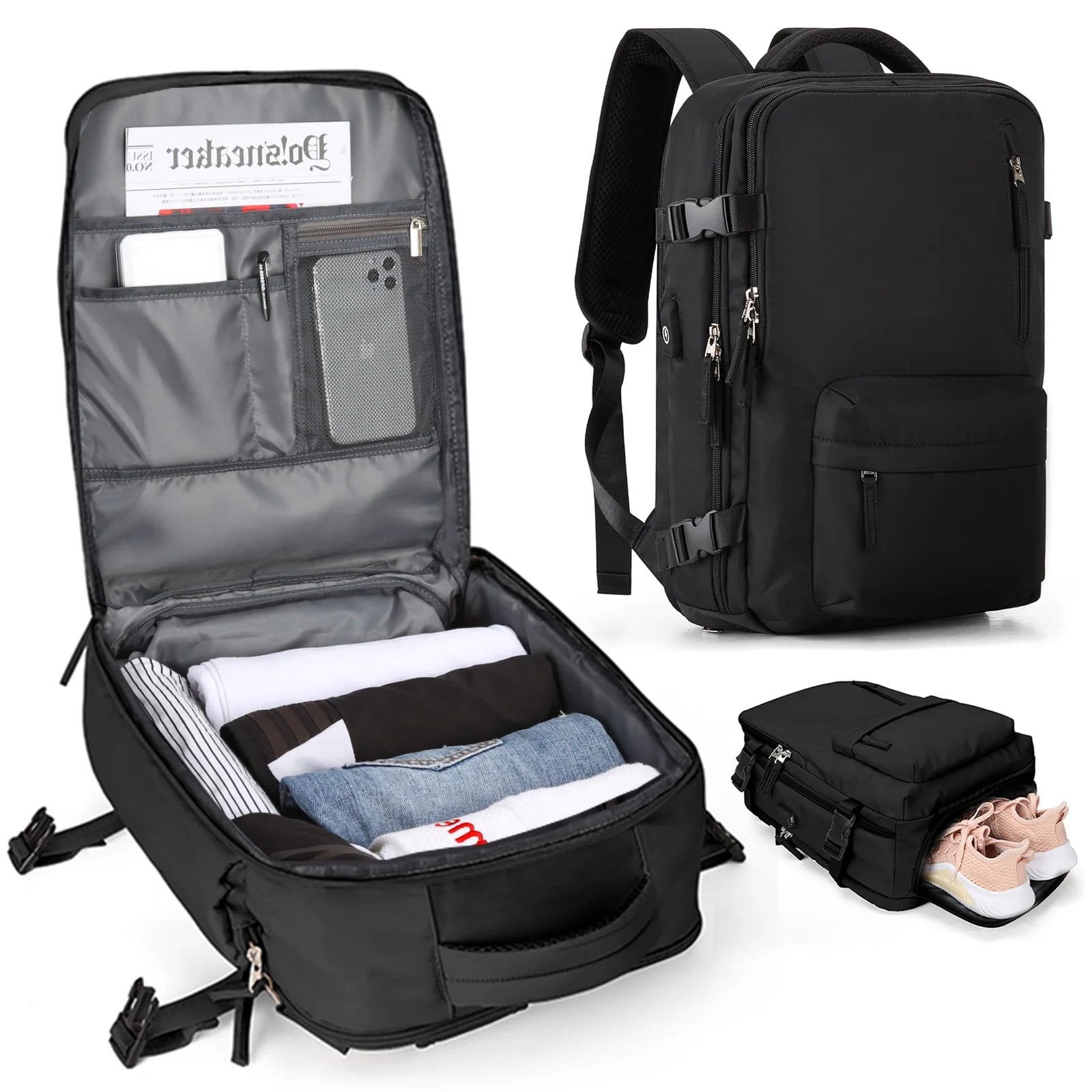Givera Rucksack geöffnet mit gepackter Kleidung
