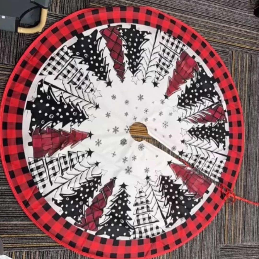 Weihnachtsbaumdecke Rund Patchwork – Gepolsterter Christbaum-Teppich