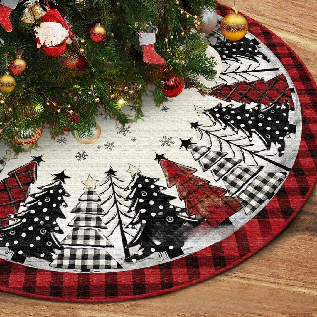 Weihnachtsbaumdecke Rund Patchwork – Gepolsterter Christbaum-Teppich