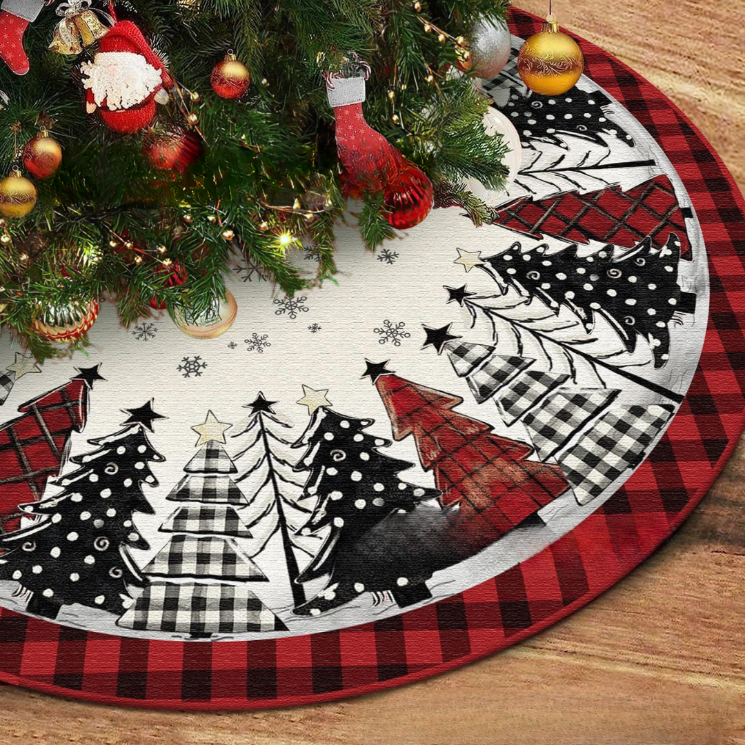 Weihnachtsbaumdecke Rund Patchwork – Gepolsterter Christbaum-Teppich