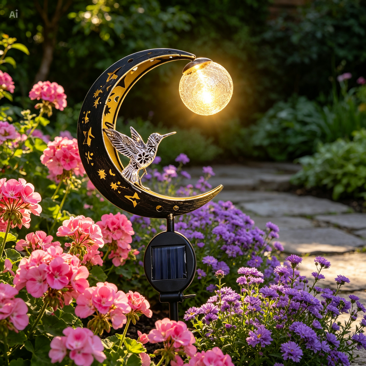 SolarBird – Solarbetriebene Halbmond-Gartenleuchte mit Vogeldesign
