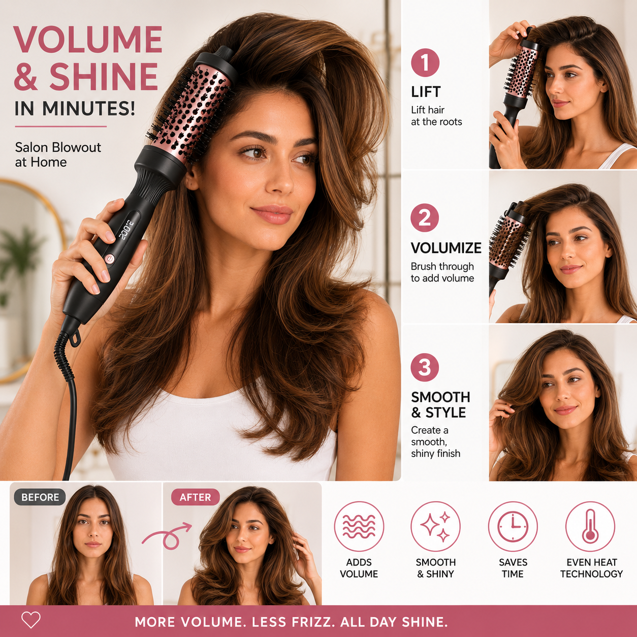 HairBrush – Multifunktionale Haarvolumen-Glanzbürste