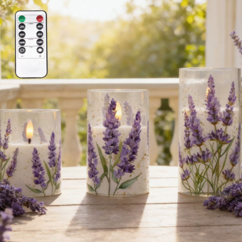FloralCandle – LED-Kerzen-Set im Floral-Design, mit Fernbedienung